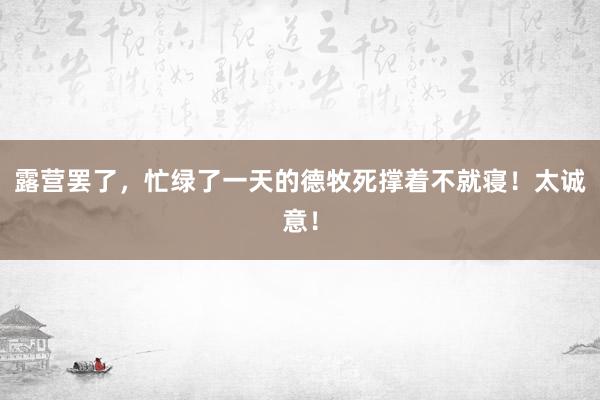 露营罢了，忙绿了一天的德牧死撑着不就寝！太诚意！