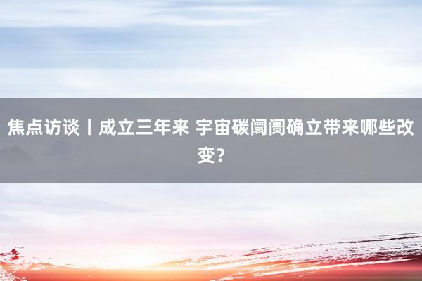 焦点访谈丨成立三年来 宇宙碳阛阓确立带来哪些改变？