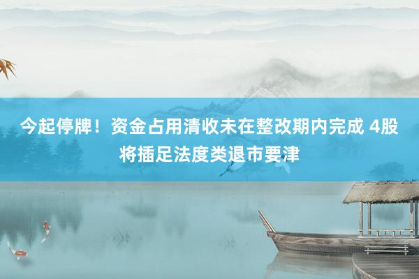 今起停牌！资金占用清收未在整改期内完成 4股将插足法度类退市要津